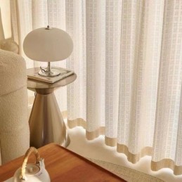 Rideaux En Tulle Jacquard À Carreaux Pour Fenêtre De Salon