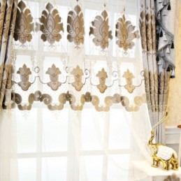 Rideau De Fenêtre Brodé Européen Sur Mesure, Rideau Transparent Floral Exquis Pour Salon, Villa, Hall