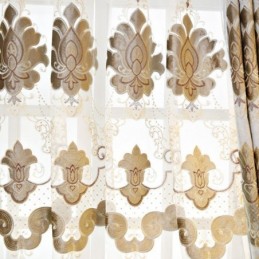 Rideau De Fenêtre Brodé Européen Sur Mesure, Rideau Transparent Floral Exquis Pour Salon, Villa, Hall
