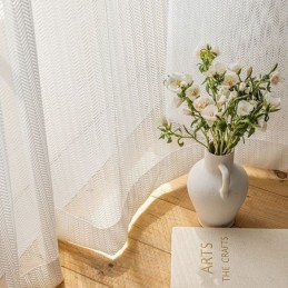Rideaux En Tulle À Motif D'Arêtes De Poisson Pour Fenêtre De Salon Ou De Chambre À Coucher