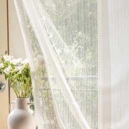 Rideaux En Tulle À Motif D'Arêtes De Poisson Pour Fenêtre De Salon Ou De Chambre À Coucher
