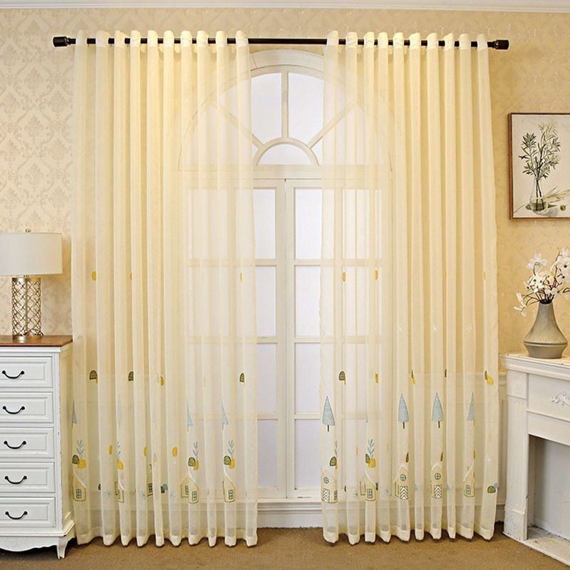 Rideaux Décoratifs En Tulle Brodé De Dessins Animés Pour Chambre À Coucher