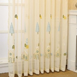 Rideaux Décoratifs En Tulle Brodé De Dessins Animés Pour Chambre À Coucher