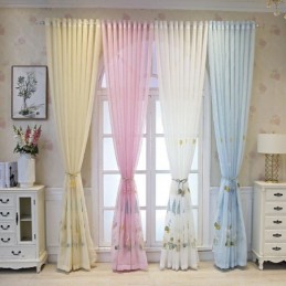 Rideaux Décoratifs En Tulle Brodé De Dessins Animés Pour Chambre À Coucher