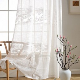 Rideaux Translucides En Jacquard Blanc Pour Salon Et Chambre À Coucher