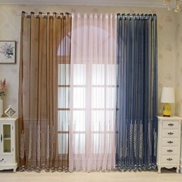 Rideaux Décoratifs En Tulle Brodé De Plantes Pour Fenêtre De Chambre