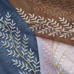 Rideaux Décoratifs En Tulle Brodé De Plantes Pour Fenêtre De Chambre