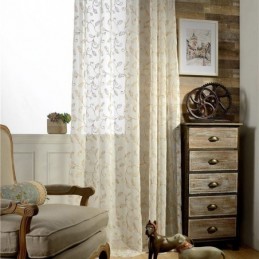 Rideau En Tulle Brodé À Feuilles, Rideau Sur Mesure, Rideau Moderne En Voile De Gaze