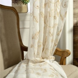 Rideau En Tulle Brodé À Feuilles, Rideau Sur Mesure, Rideau Moderne En Voile De Gaze