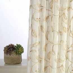 Rideau En Tulle Brodé À Feuilles, Rideau Sur Mesure, Rideau Moderne En Voile De Gaze