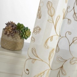 Rideau En Tulle Brodé À Feuilles, Rideau Sur Mesure, Rideau Moderne En Voile De Gaze