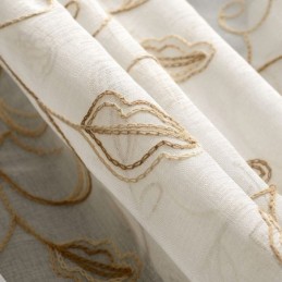 Rideau En Tulle Brodé À Feuilles, Rideau Sur Mesure, Rideau Moderne En Voile De Gaze