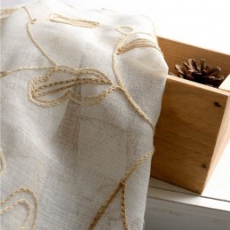 Rideau En Tulle Brodé À Feuilles, Rideau Sur Mesure, Rideau Moderne En Voile De Gaze