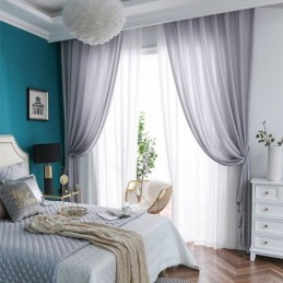Rideaux De Fenêtre Luxueux En Tulle Transparent De Couleur Unie Pour Salon Et Chambre À Coucher