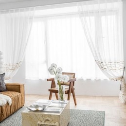 Rideau En Tulle Voile Moderne Sur Mesure, Blanc Transparent Pour Salon Et Chambre À Coucher