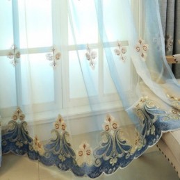 Rideaux Brodés Européens En Tulle Pour Fenêtre, Salon, Chambre À Coucher, Villa