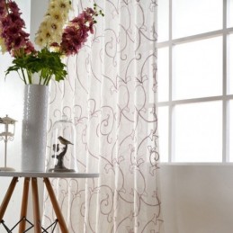 Rideaux En Voile Transparent Blanc Avec Broderie De Vigne Pour Chambre À Coucher