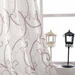 Rideaux En Voile Transparent Blanc Avec Broderie De Vigne Pour Chambre À Coucher