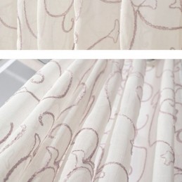 Rideaux En Voile Transparent Blanc Avec Broderie De Vigne Pour Chambre À Coucher