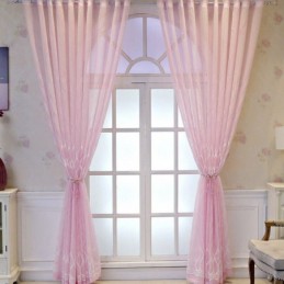 Rideau De Fenêtre De Luxe Transparent Brodé Géométrique En Tulle De Haute Qualité Sur Mesure