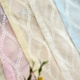 Rideau De Fenêtre De Luxe Transparent Brodé Géométrique En Tulle De Haute Qualité Sur Mesure