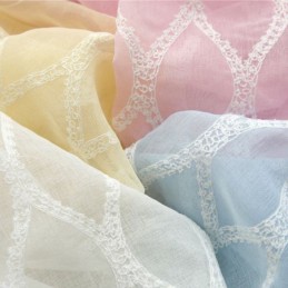 Rideau De Fenêtre De Luxe Transparent Brodé Géométrique En Tulle De Haute Qualité Sur Mesure