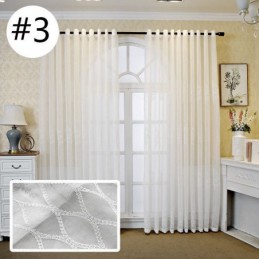 Rideau De Fenêtre De Luxe Transparent Brodé Géométrique En Tulle De Haute Qualité Sur Mesure