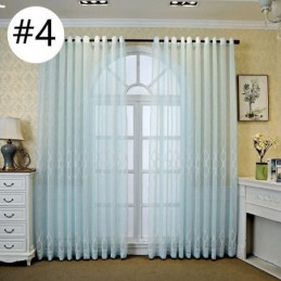 Rideau De Fenêtre De Luxe Transparent Brodé Géométrique En Tulle De Haute Qualité Sur Mesure