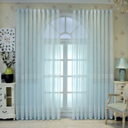 Rideau De Fenêtre De Luxe Transparent Brodé Géométrique En Tulle De Haute Qualité Sur Mesure