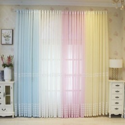 Rideau De Fenêtre De Luxe Transparent Brodé Géométrique En Tulle De Haute Qualité Sur Mesure