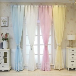 Rideau De Fenêtre De Luxe Transparent Brodé Géométrique En Tulle De Haute Qualité Sur Mesure