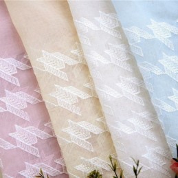 Rideau De Fenêtre De Luxe Transparent Brodé Géométrique En Tulle De Haute Qualité Sur Mesure