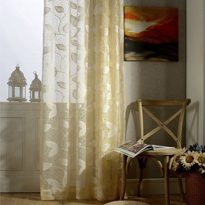 Rideau En Tulle À Feuilles Sur Mesure, Rideau Moderne En Voile De Gaze Pour Fenêtre, Pour Salon, Chambre À Coucher