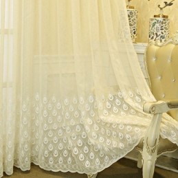 Rideau De Fenêtre Brodé De Luxe Pour Salon, Salle À Manger, Sur Mesure