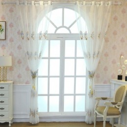 Rideau Transparent Respirant Sur Mesure, Voile Décoratif Européen En Tulle Pour Salon