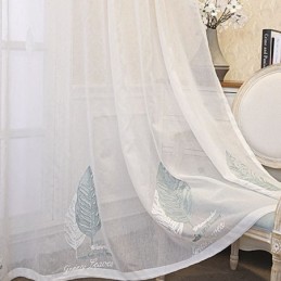 Rideaux Décoratifs En Tulle Brodé De Feuilles Pour Chambre À Coucher