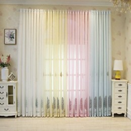 Rideaux Décoratifs En Tulle Brodé De Feuilles Pour Chambre À Coucher