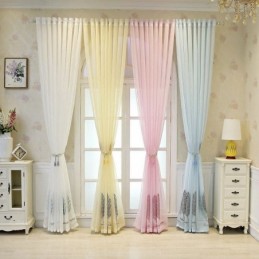 Rideaux Décoratifs En Tulle Brodé De Feuilles Pour Chambre À Coucher