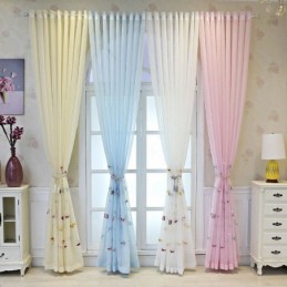 Rideau Transparent Décoratif Brodé De Poissons Pour Fenêtre, Rideau Sur Mesure Pour Salon