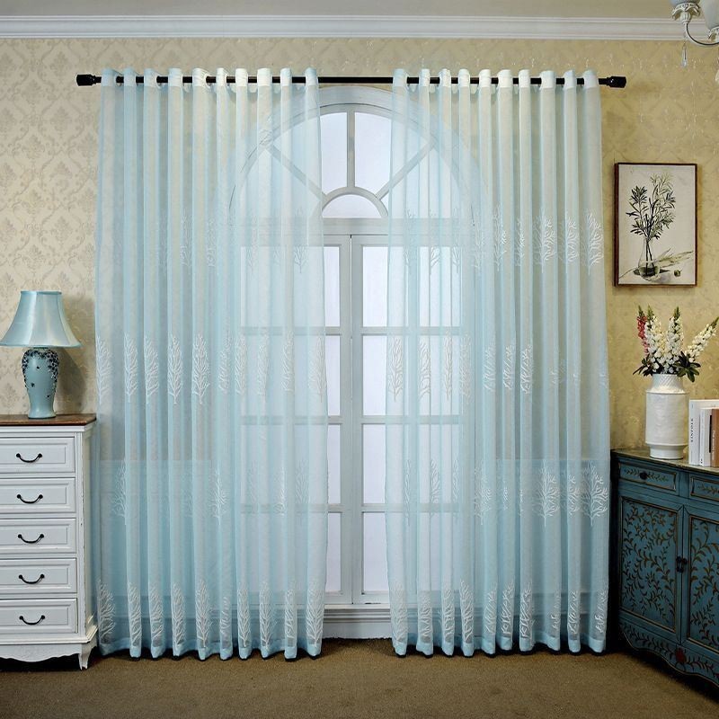Rideau Transparent Décoratif Brodé À Imprimé Végétal, Rideau Sur Mesure Pour Salon