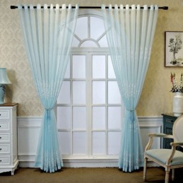 Rideau Transparent Décoratif Brodé À Imprimé Végétal, Rideau Sur Mesure Pour Salon