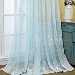 Rideau Transparent Décoratif Brodé À Imprimé Végétal, Rideau Sur Mesure Pour Salon
