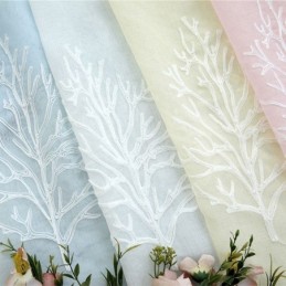 Rideau Transparent Décoratif Brodé À Imprimé Végétal, Rideau Sur Mesure Pour Salon