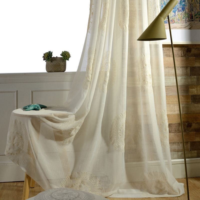 Rideaux En Tulle Brodés De Fleurs, Transparents, Pour Salon Et Chambre À Coucher