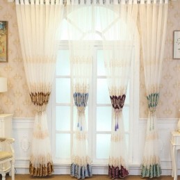 Rideau Européen Sur Mesure, Transparent, Brodé, Pour Salon Et Chambre À Coucher