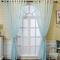 Rideaux Décoratifs En Tulle Brodé De Plantes Pour Fenêtre De Chambre