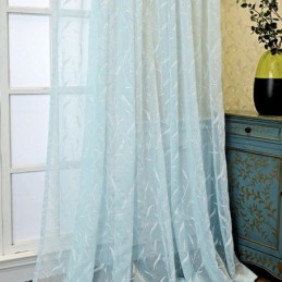 Rideaux Décoratifs En Tulle Brodé De Plantes Pour Fenêtre De Chambre