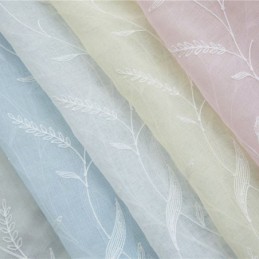 Rideaux Décoratifs En Tulle Brodé De Plantes Pour Fenêtre De Chambre