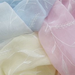 Rideaux Décoratifs En Tulle Brodé De Plantes Pour Fenêtre De Chambre