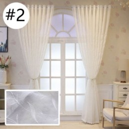 Rideaux Décoratifs En Tulle Brodé De Plantes Pour Fenêtre De Chambre